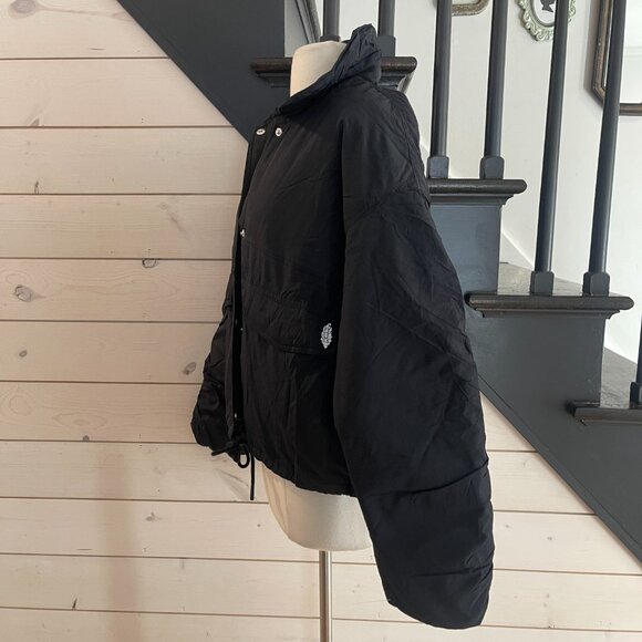 SOLD Free People Movement Off The Bleachers Coaches Jacket Black NWT Size Small - Picture 9 of 14